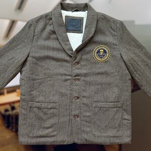 LEVIS JASPER CLUB COAT MEN SIZE LARGE WOOL BLEND HERRINGBONE OVERSIZED BROWN NEW